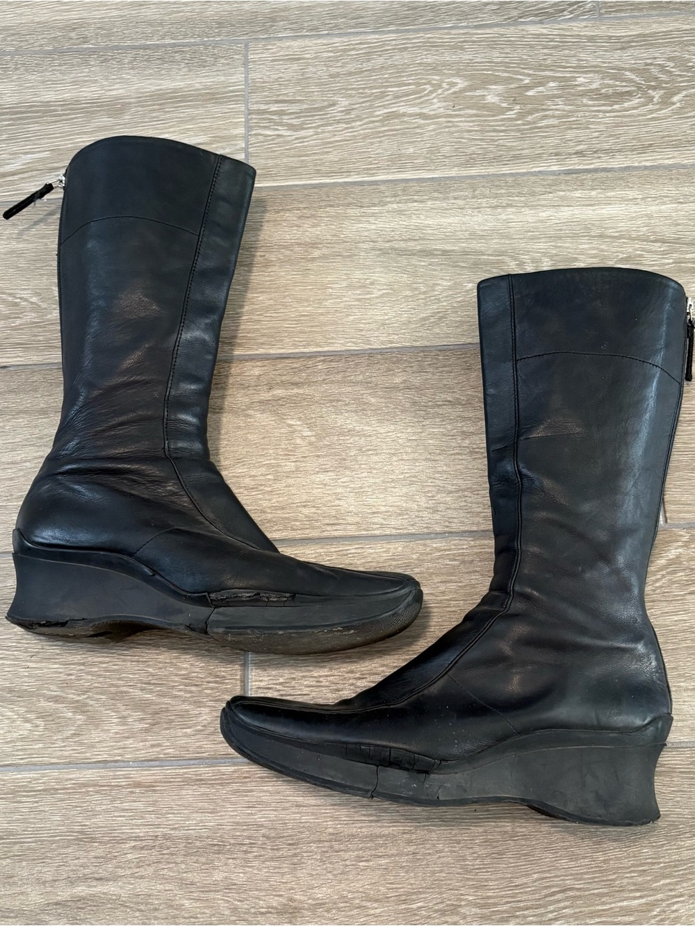 Prada Black Leather Combat-Moto Boots